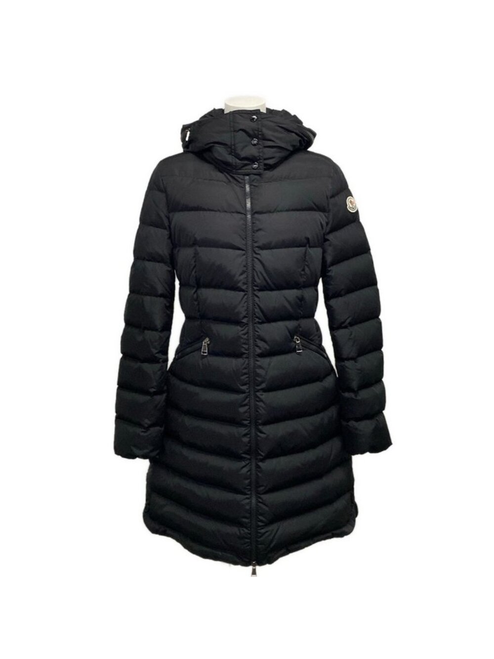 Moncler Down Coat XS Flammette Black Long Sleeve Built in Hood